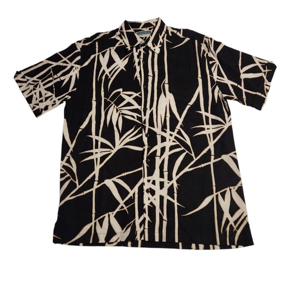 Cubavera Hawaiian Shirt Button Up Rayon Bamboo Palms Black Mens Medium NEW NWOT - Picture 1 of 11